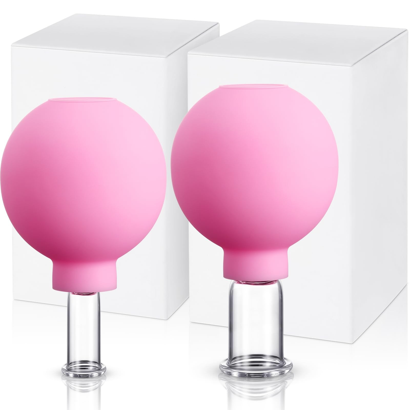 Nuanchu 2 Pieces Glass Cupping Set, 1 Inch and 0.65 Diameter, Pink