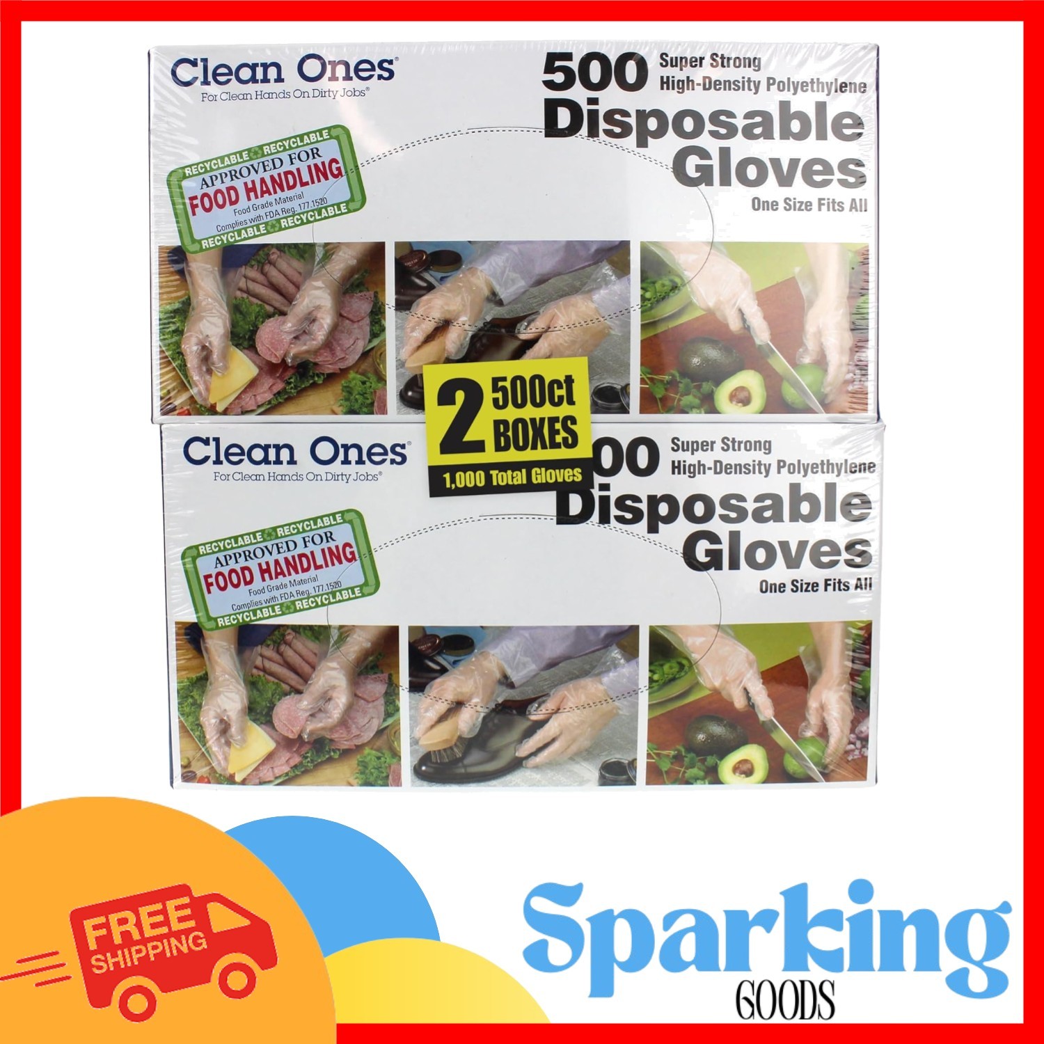 Food-Safe Disposable Poly Gloves – 1000 Count for Kitchen Tasks