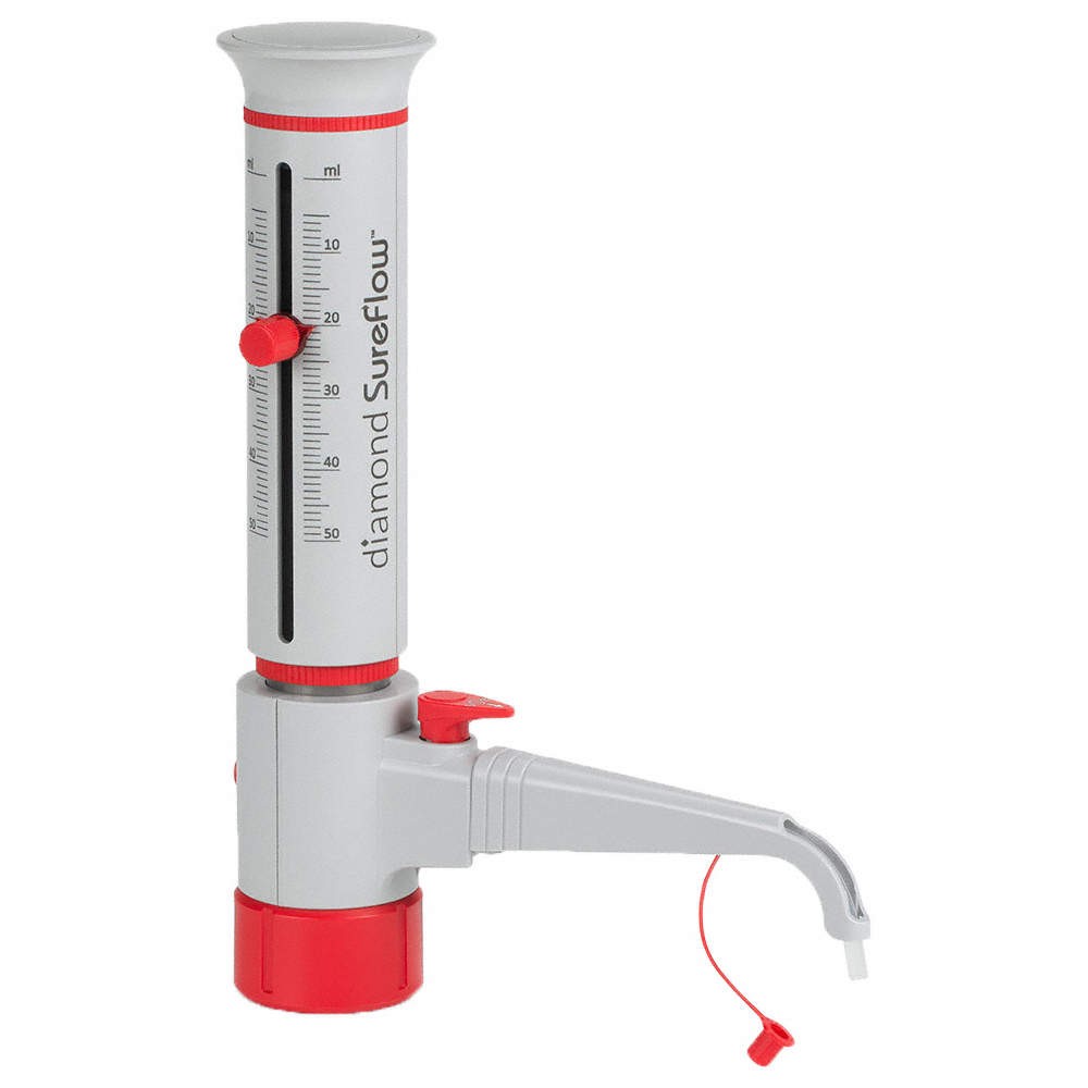 GLOBE SCIENTIFIC Bot Top Dspnsr,50 mL,Min 5 mL-Max 50 mL 784GL7