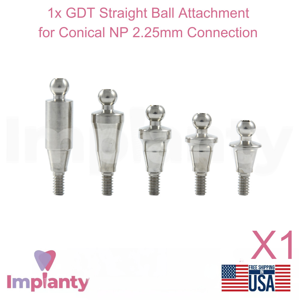 1x Dental Straight Ball Attachment Conical Connection NP 2.25mm Fixture System