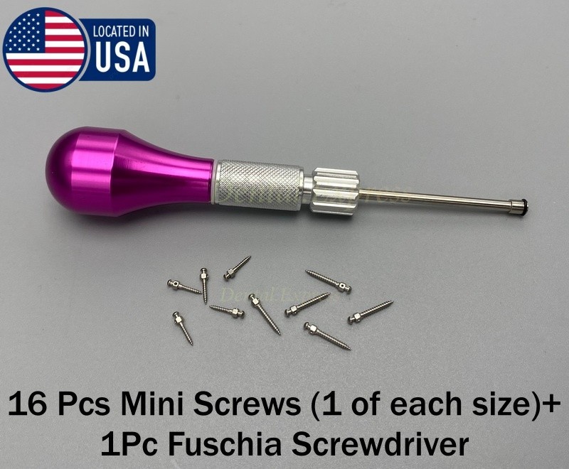 16Pcs Dental Orthodontic Mini Implants Micro Screw Self Drilling & Screwdriver
