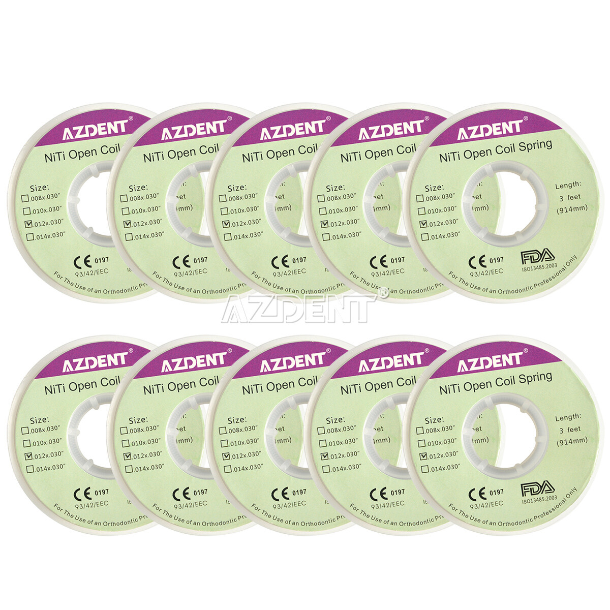 10rolls Resorte espiral abierto Niti ortodoncia Dental Dia.012 pulgadas 914mm