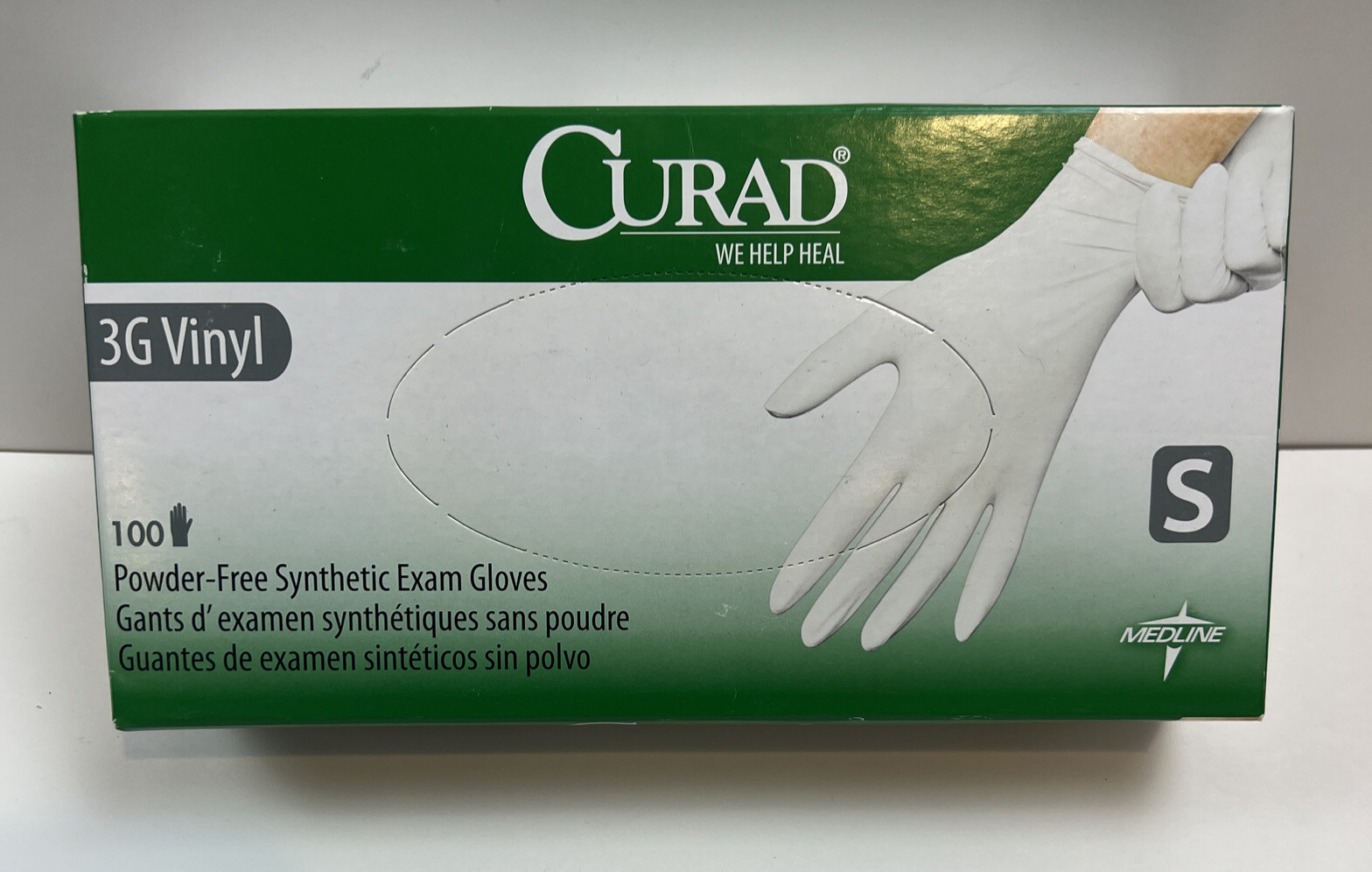 100 Curad 3G VINYL EXAM GLOVES Size Small 1 Box Gloves