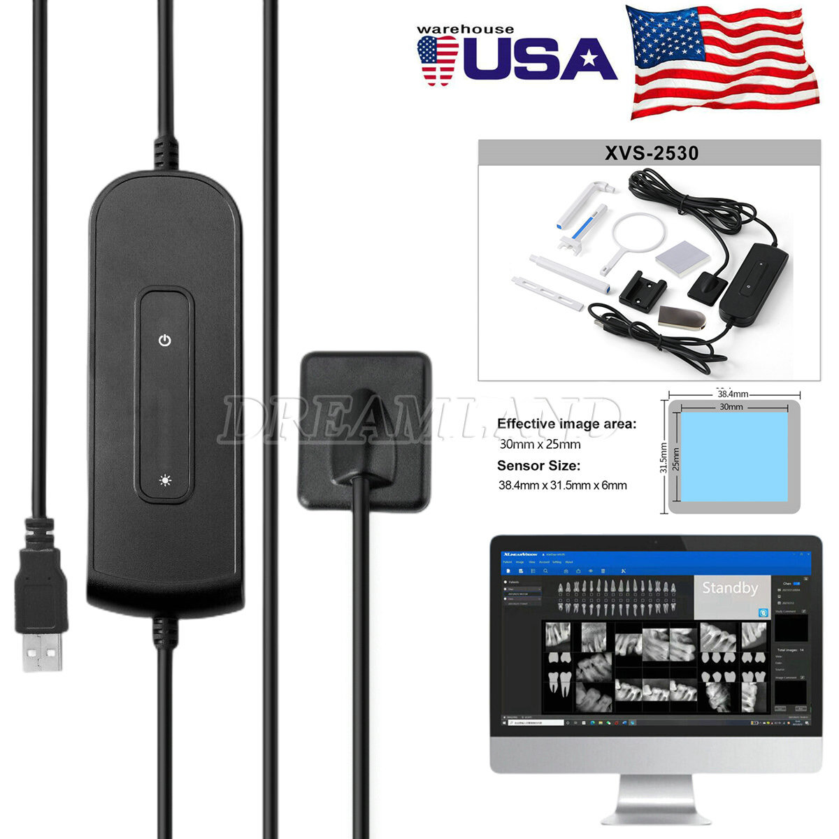 Dental Digital Xray Sensor Imaging System RVG Intraoral X-ray Sensor Size 2