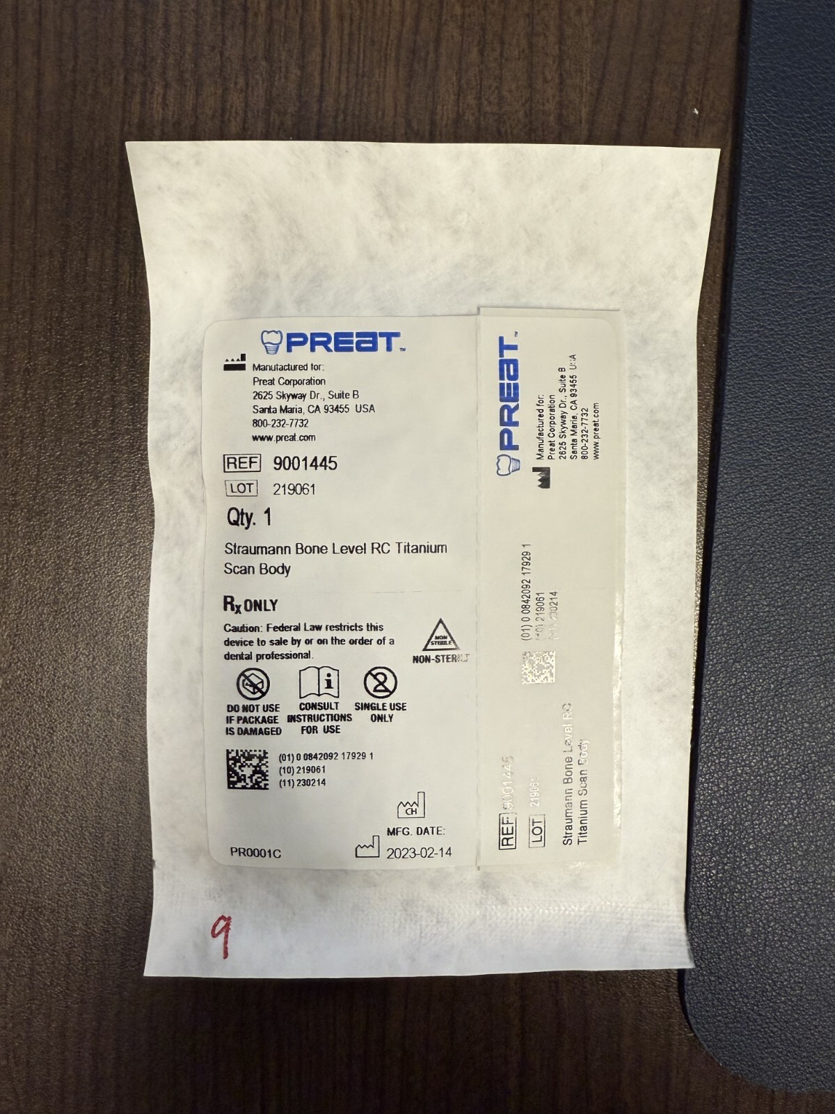 Preat Titanium Scan Body for Straumann Bone Level RC (9001445)
