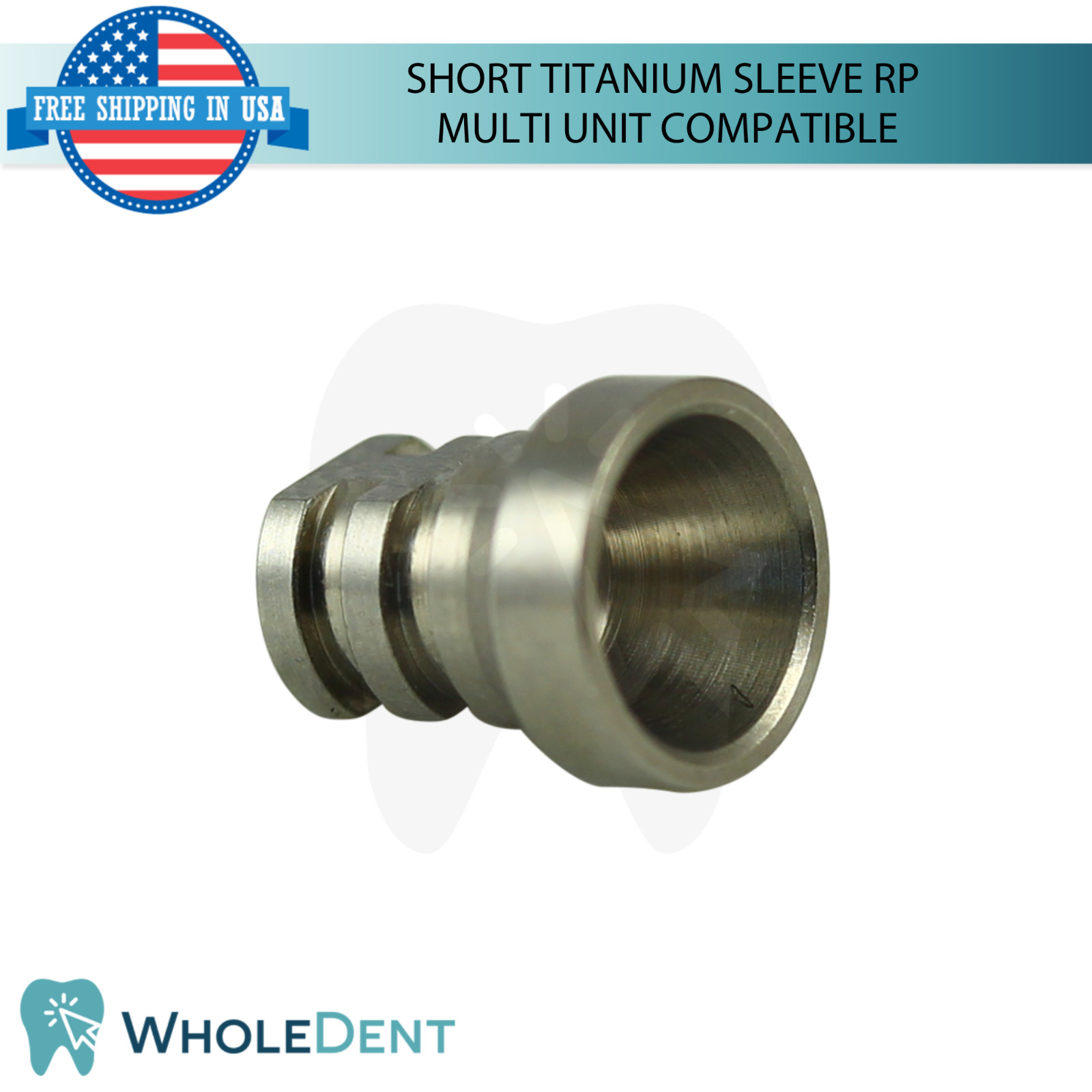 5x Dental Short Titanium Sleeve Ø3.78mm Multi Unit Prosthetic 1.4mm Int Hex
