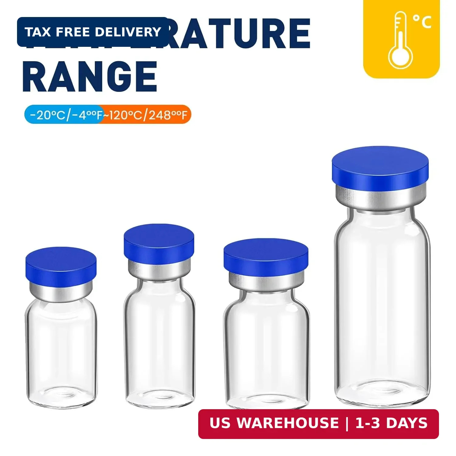 10ml Sterile Vials with Self Healing Injection Port and Sealing Cap, Glass Steri