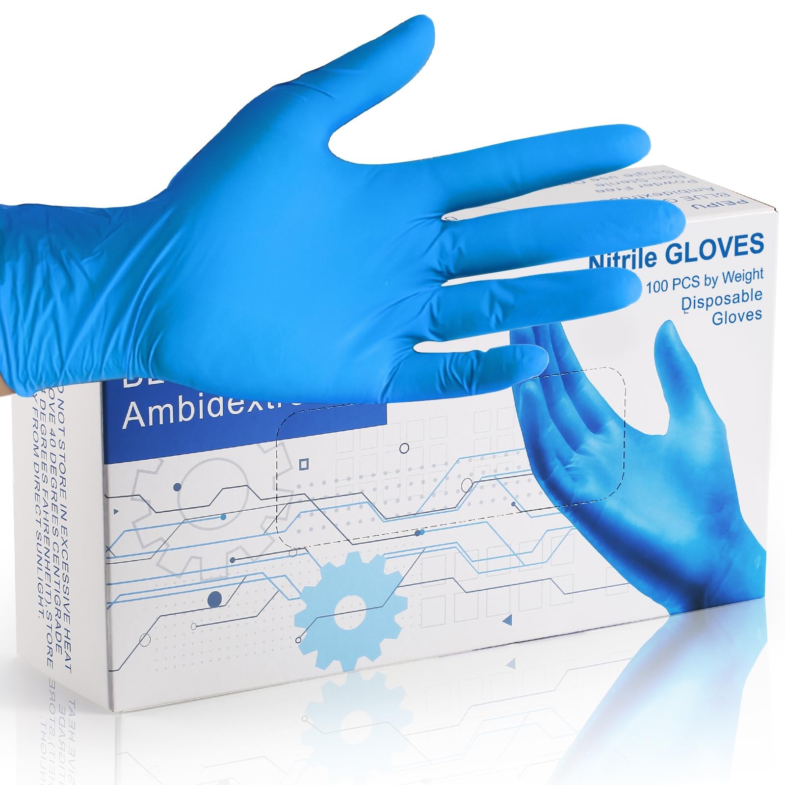 Nitrile Disposable Gloves Medium 100-Count 4 Mil Powder & Latex Free Cleaning