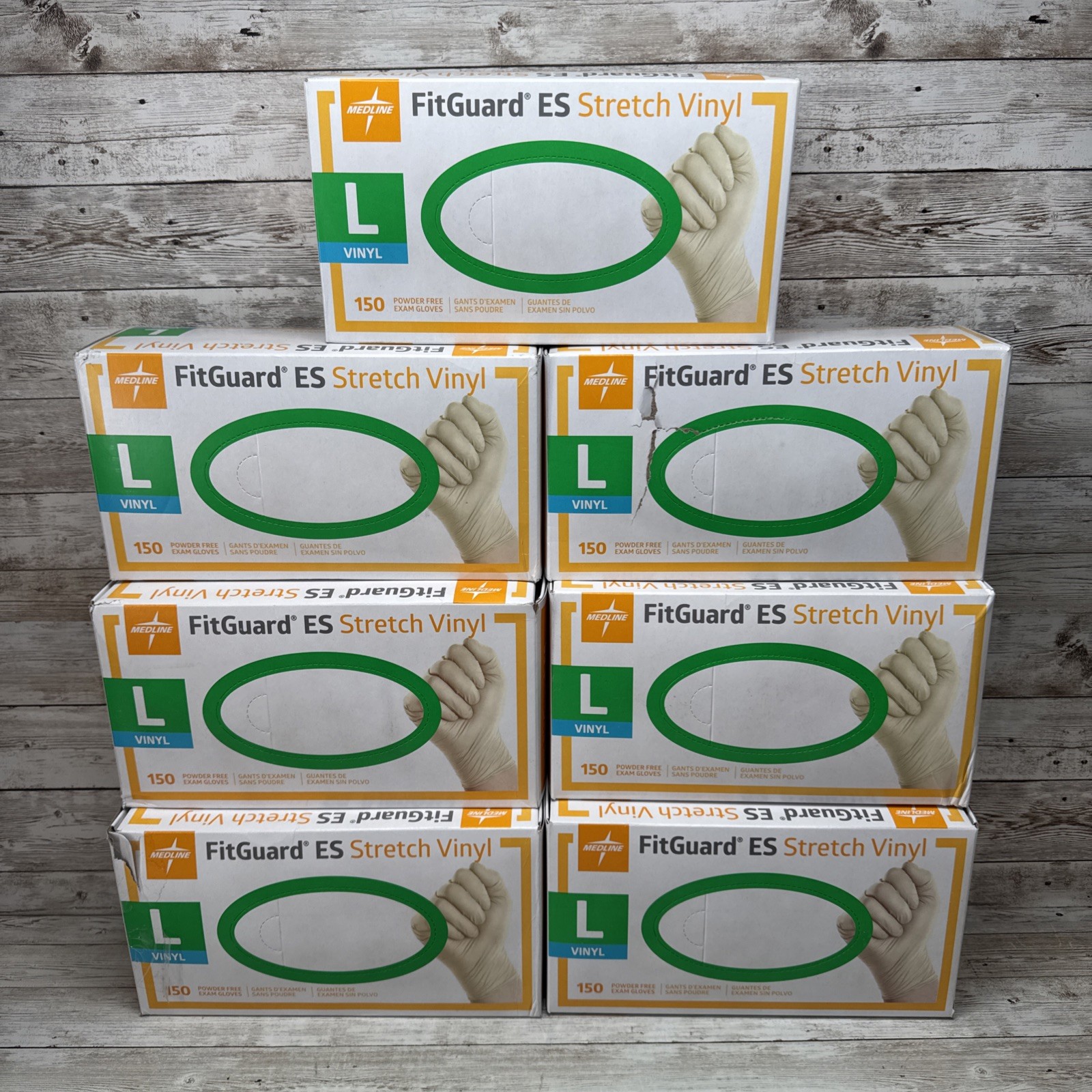 MEDLINE FITGUARD ES Stretch Vinyl Exam Gloves *7 Boxes* Size: LARGE, MANF: 12/20