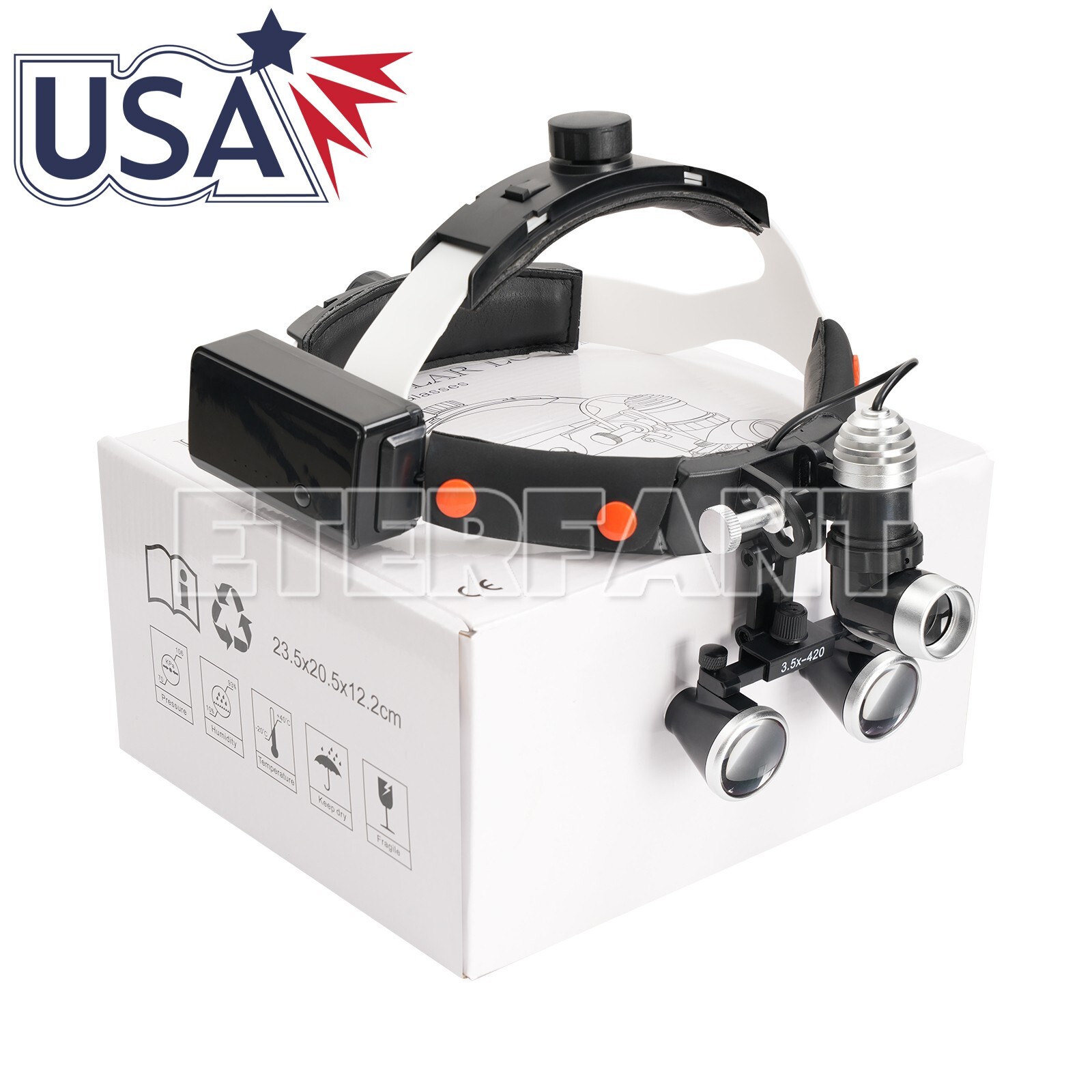 Surgical Led Headlight with 3.5X Binocular Loupes for Medical Ent and Dental