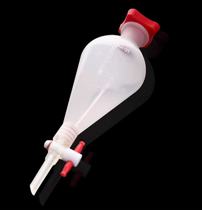 Lab Plastic Separatory Funnel, PTFE Stopcock, Chem Supplies, 125-1000ml ca