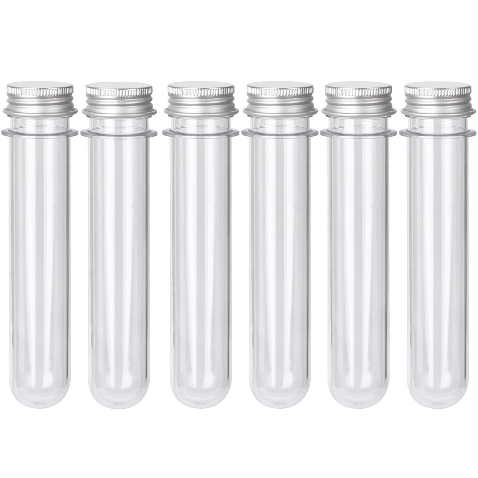 6PCS Plastic Test Tubes with Screw Caps 45ml Clear Tubes for Scientific Exper…