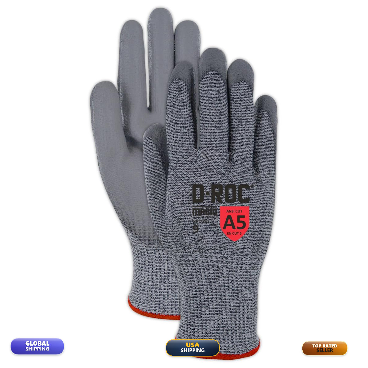 Magid Griffin Gear Ansi A5 Polyurethane Palm Coated Work Gloves 12 Pairs Size