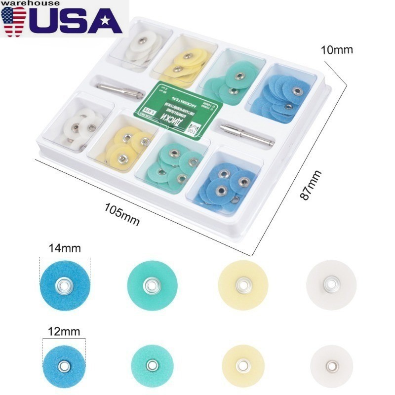 80pcs Dental Composite Polishing Kit 12mm/14mm Finishing Discs+2PCS Mandrel