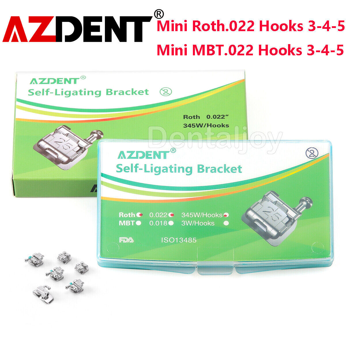 AZDENT Dental Ortho Self-Ligating Brackets Braces Mini Roth/MBT 022 Hook 3-4-5