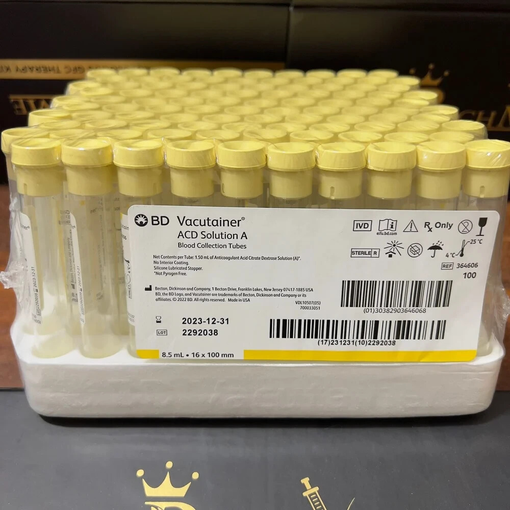 Platelet Rich Plasma LIQUID ACD TEST TUBES 8.5ML PACK OF 100 FREE SHIPPING