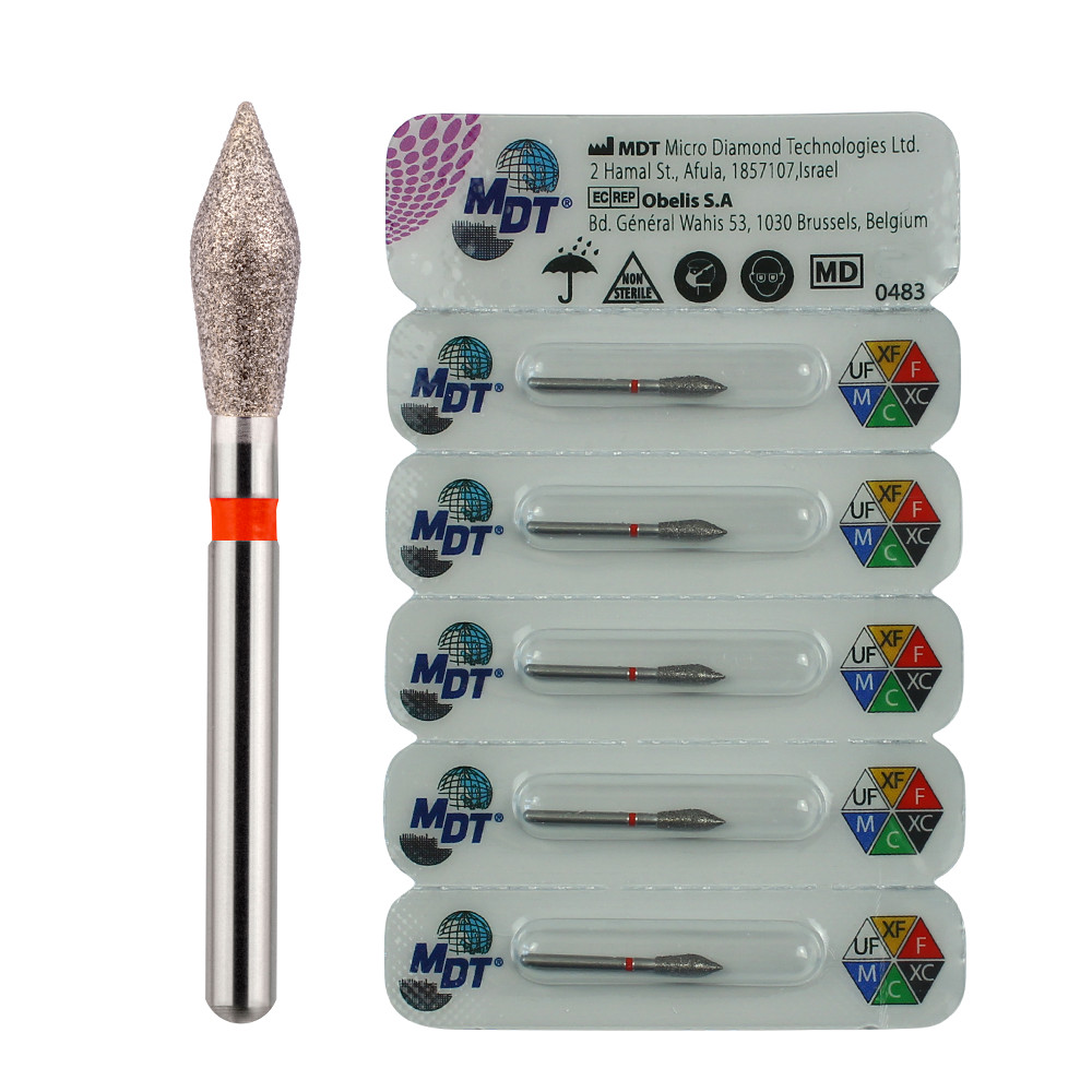 Dental MDT Pointed Bud Safe Shank FG 899 Diamond Burs 033 Color-Coded Ø2.7X7.0mm