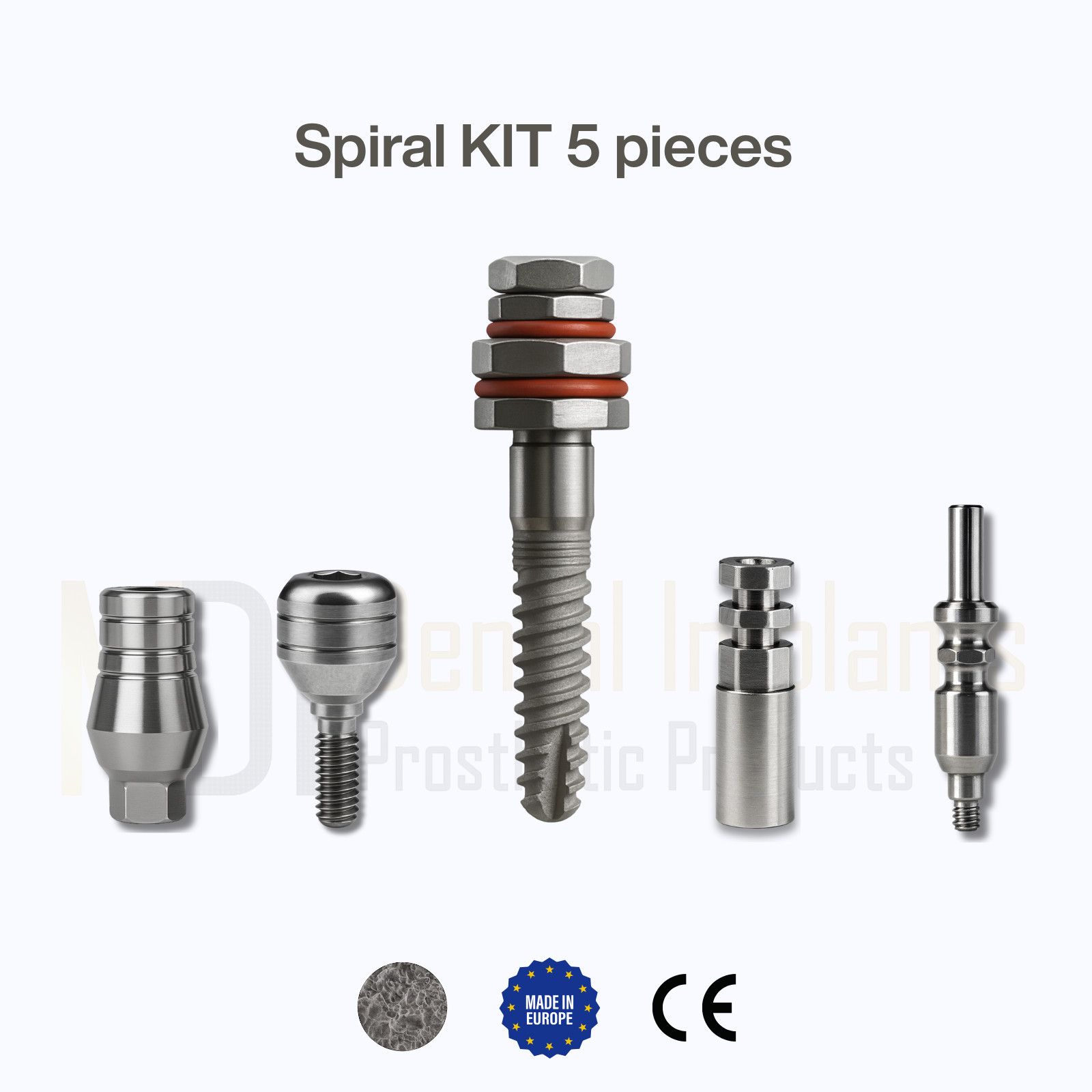 KIT 5pcs Dental Spiral Fixture | Abutment | Healing Cap |Transfer | Analogue