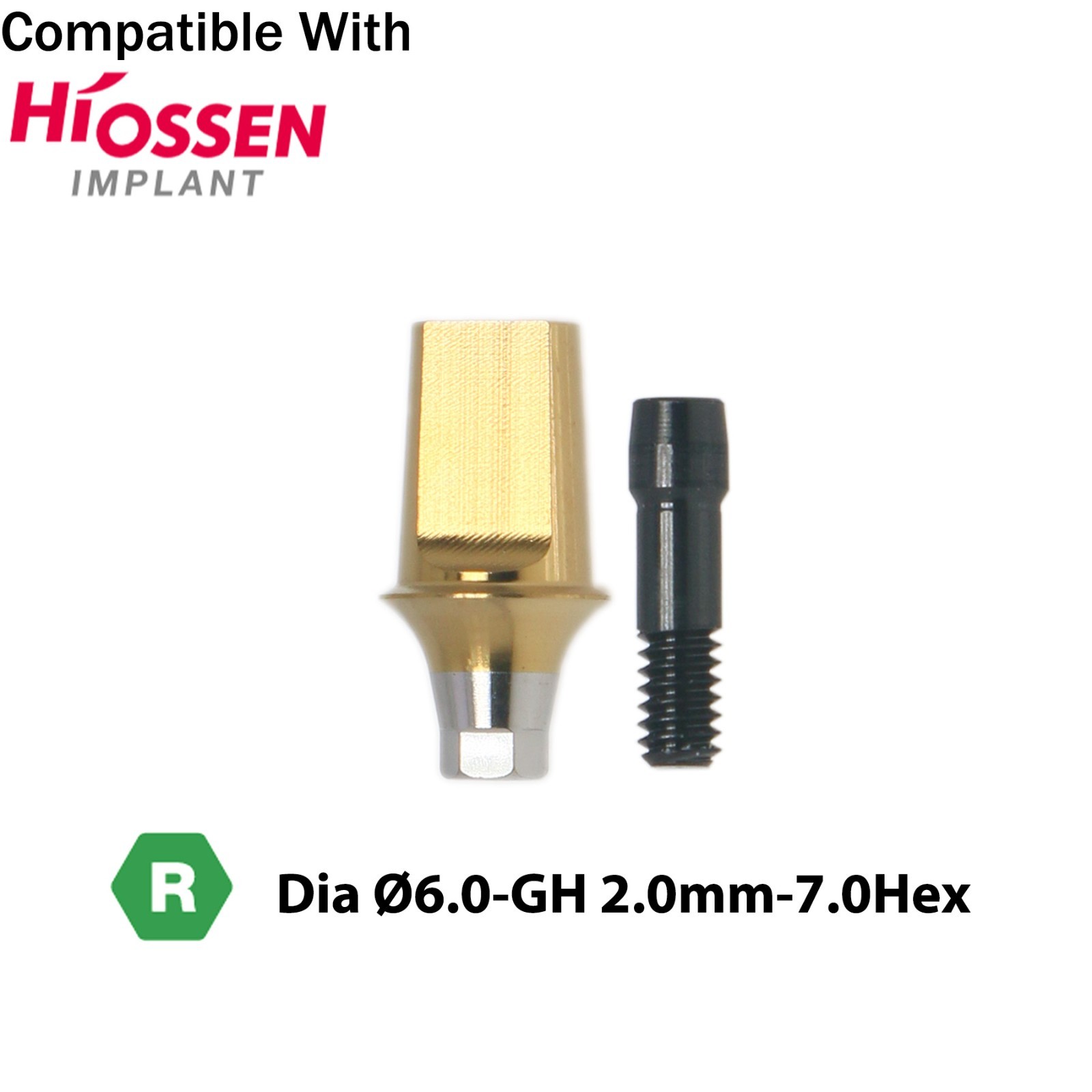 Titanium Straight Abutment Compatible with Osstem Hiossen Regular Ø4.5/5.0/6.0mm