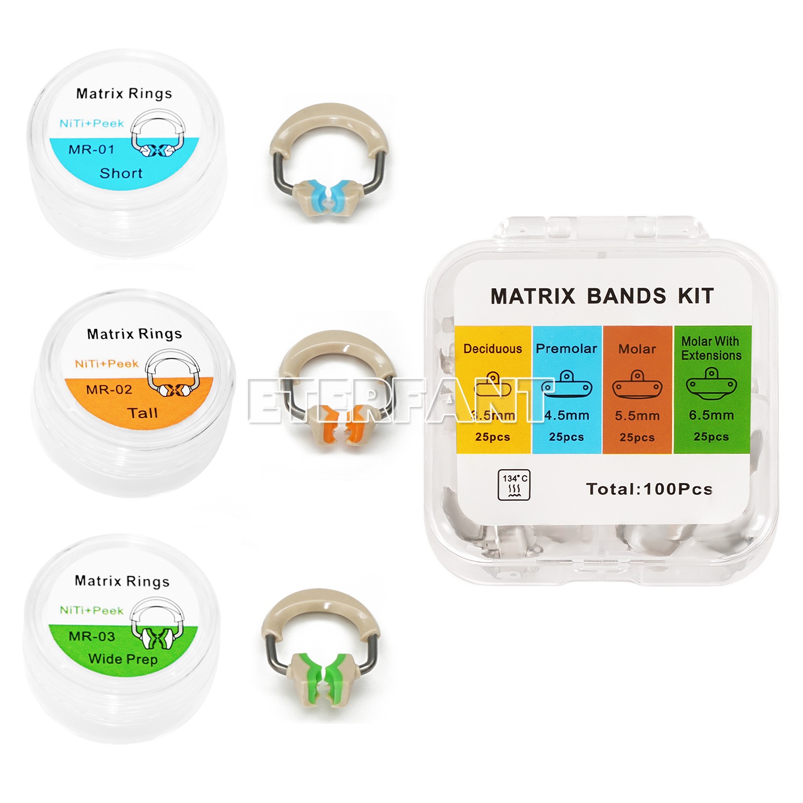 Dental 3D Separator Matrix Bands Rings Matrices Clip Clamp Titanium Fit Garrison
