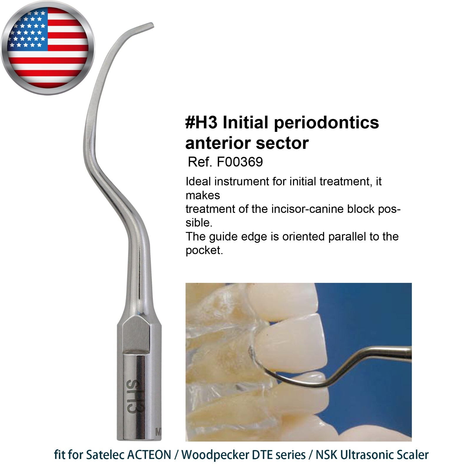 fit Acteon NEWTRON Piezo Ultrasonic Scaler Tip H3 H4L H4R F00115 F00369 F00114
