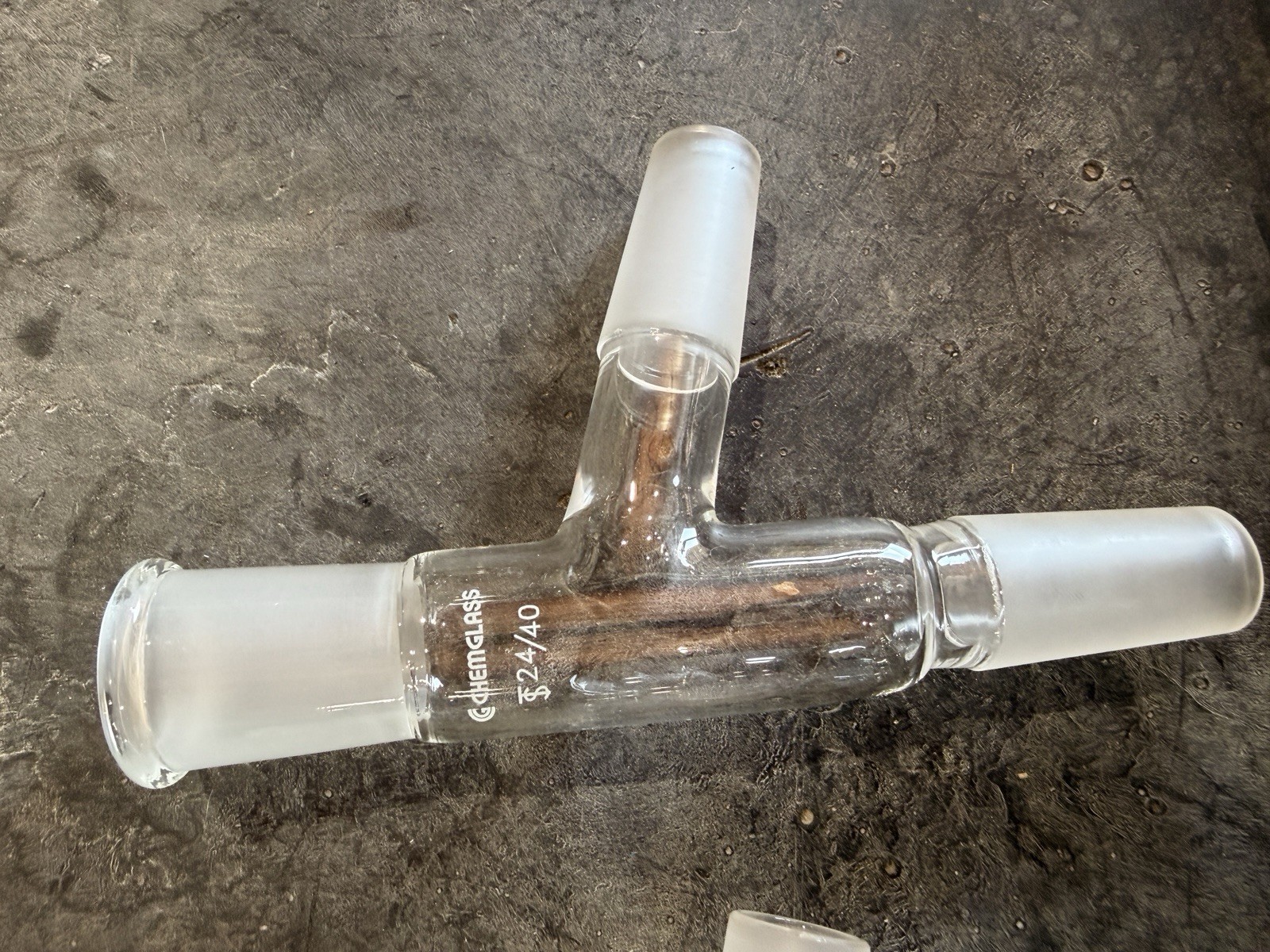 Lot Of 2 – Chemglass Gold Leaf Lab Glass Adapters Connection Distillation 24/40