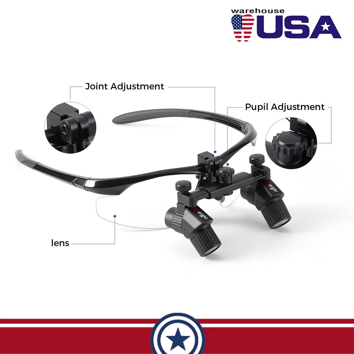 Dental Surgical Medical Binocular Loupes Magnifier Ergo Glass/5W LED Head Light