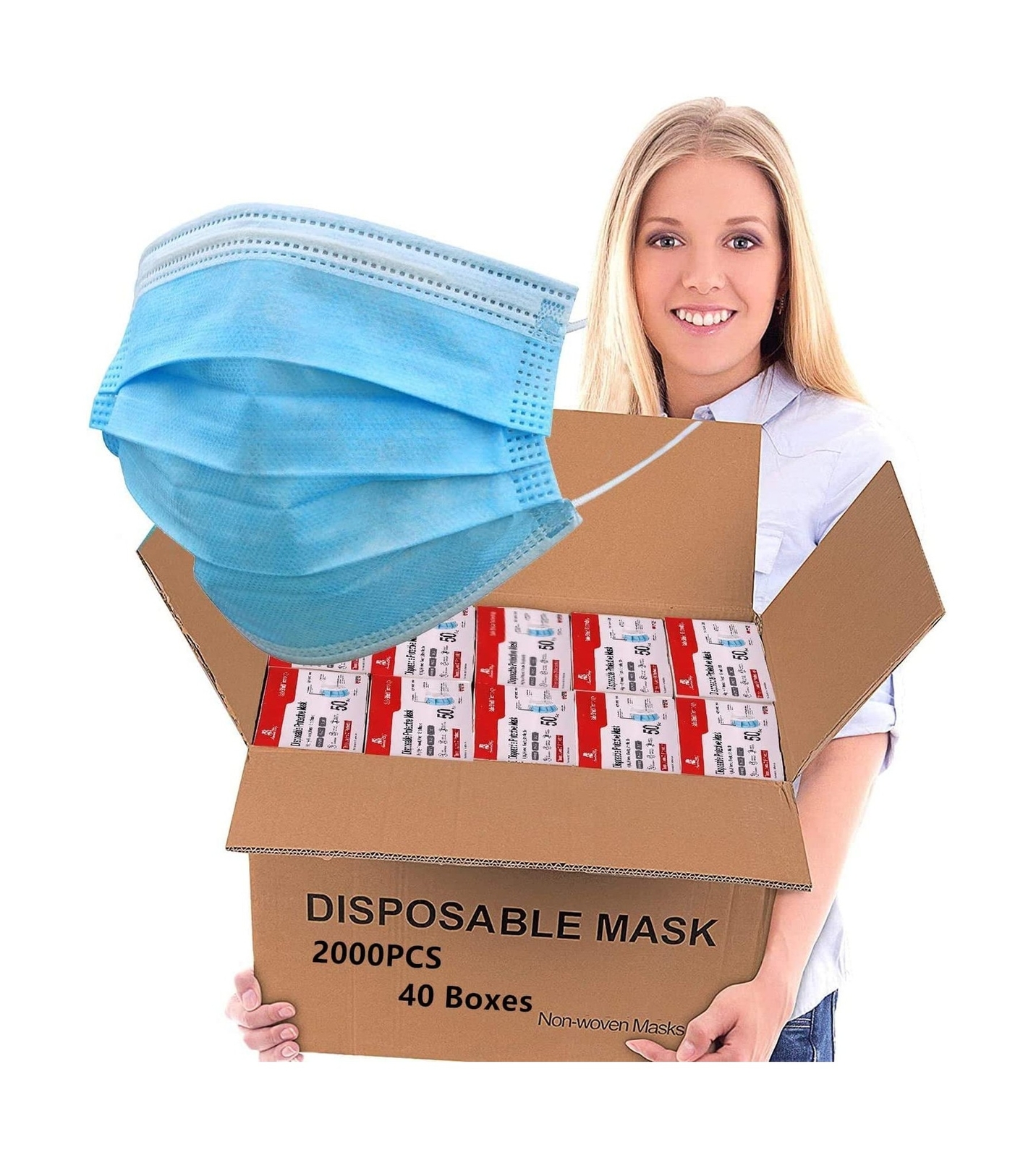 2000PCS Bulk Wholesale Face Masks for Business and Home Use-Disposable Face M…