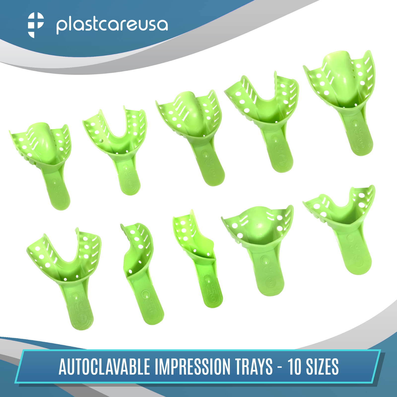 Autoclave Perforated Plastic Impression Trays (CHOOSE SIZES) – (Bag of 12 Trays)