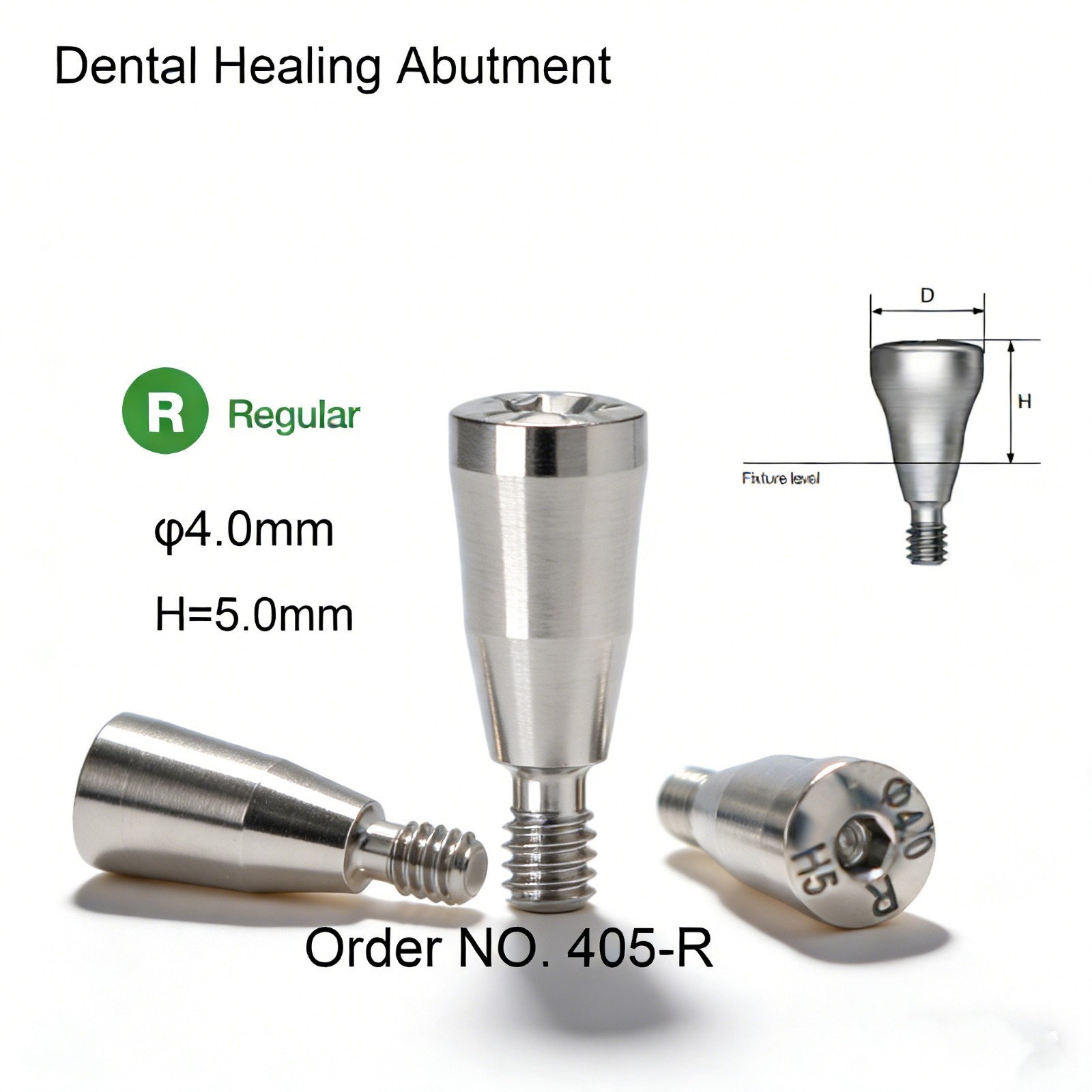Dental Healing Cap Abutment Regular Platform Compatible Hiossen ET Conical 5.0mm
