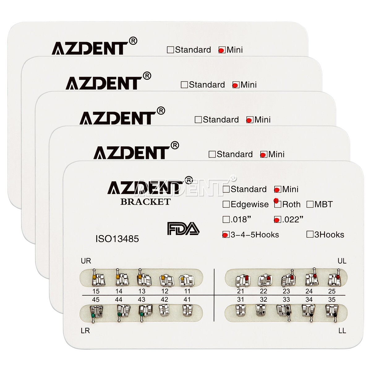 10 Packs AZDENT Dental Orthodontic Brackets Braces Metal Mini Roth.022 Hooks 345