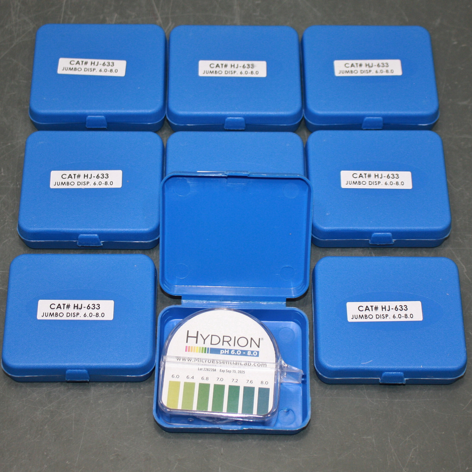 (9) Hydrion Jumbo Test Papers HJ-633, 6.0 to 8.0 pH, 1/2″ 50ft Rolls, EXP 09/25