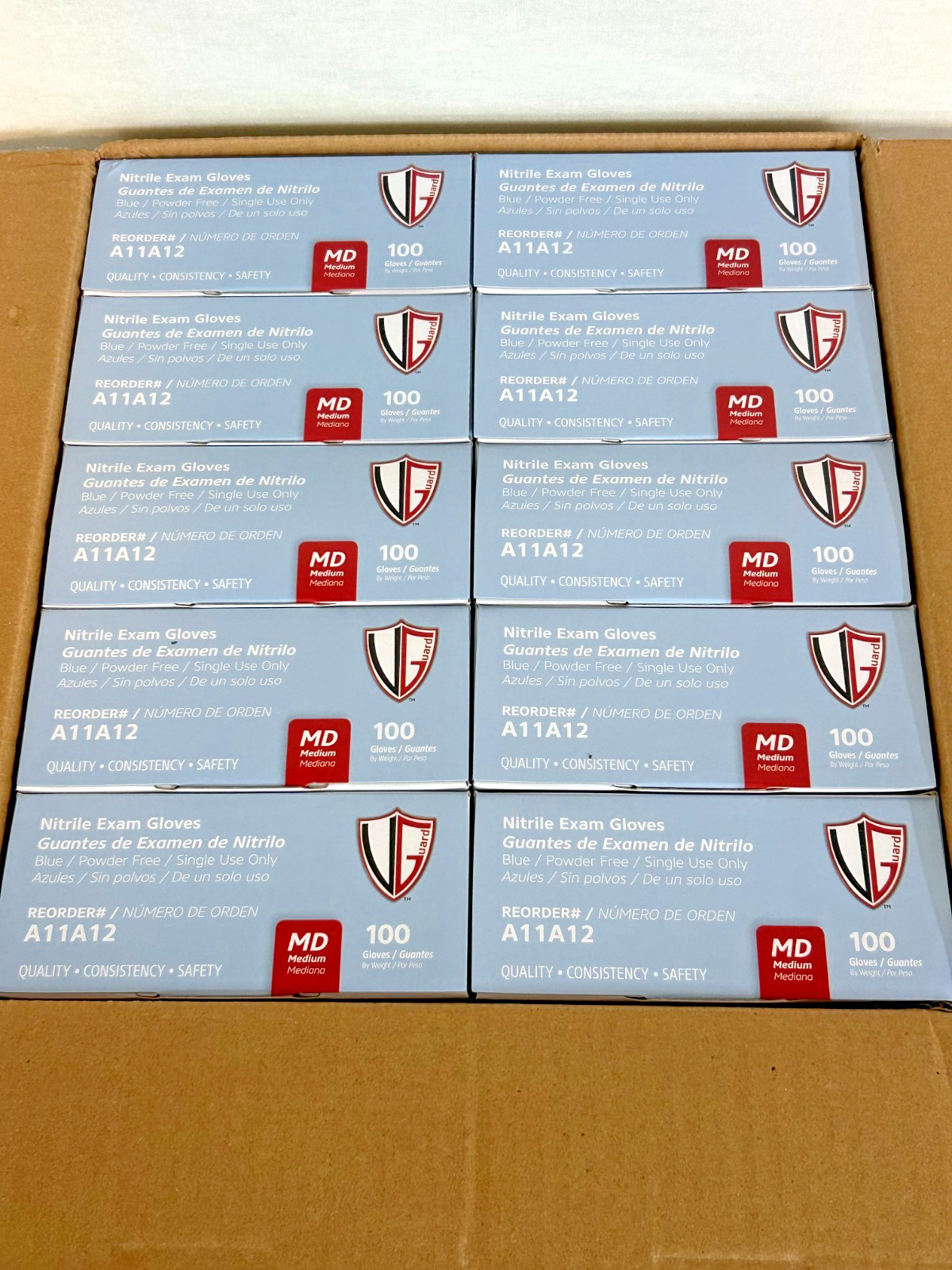 1000 X (10BOXES OF 100) VANGUARD A11A12 NITILE CHEMO EXAM GLOVES MEDIUM