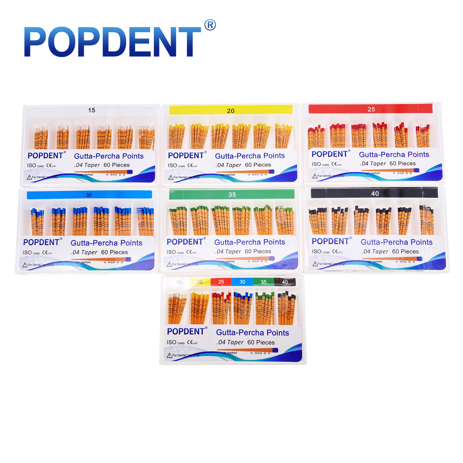 GUTTA PERCHA POINTS Taper 0.4 or 0.6, or Standart Taper, All Sizes Dental Meta