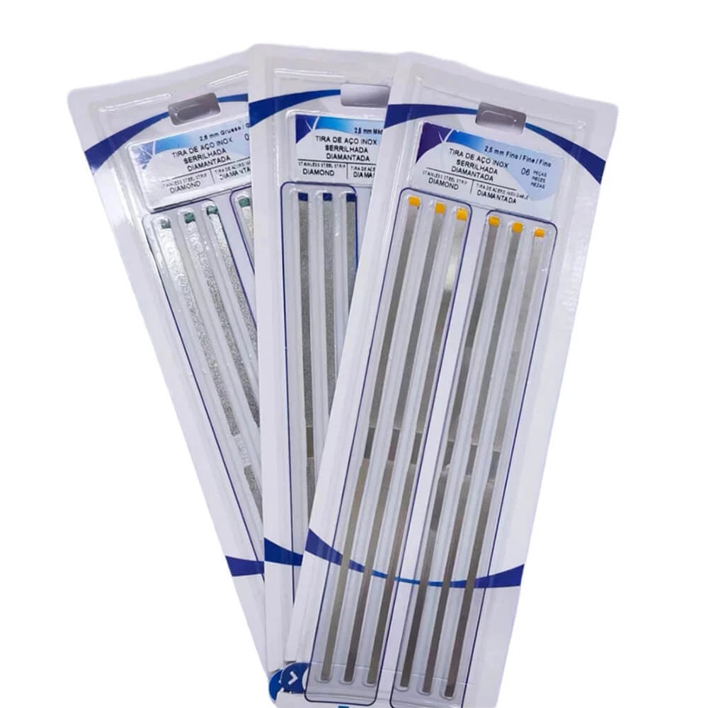 Dental Diamond Polishing Strips Serrated 2.55mm – SS Coated Coarse 6pcs/Pack