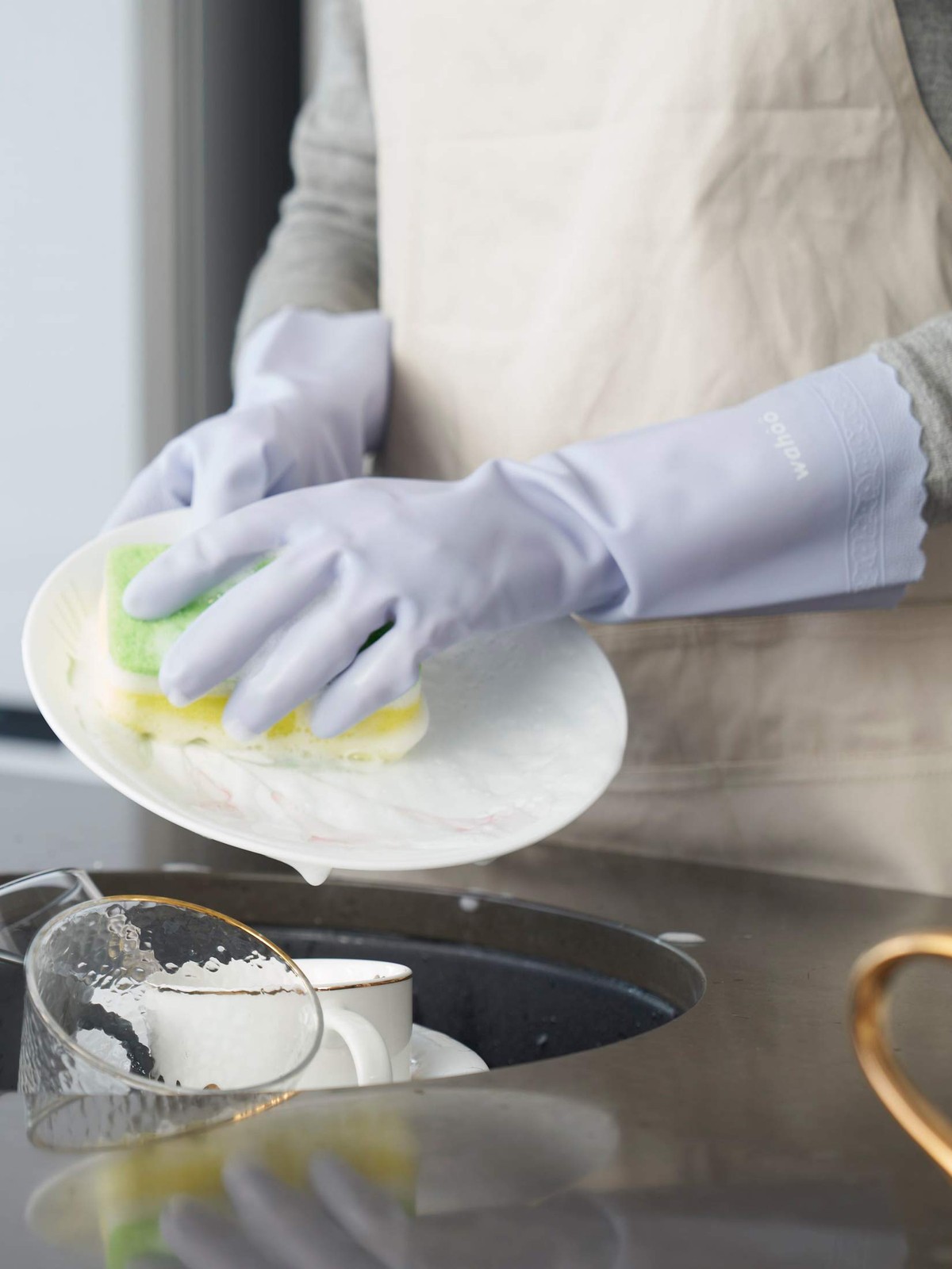 LANON 3 Pairs wahoo Skin-Friendly Cleaning Gloves, Unlined Dishwashing Kitche…