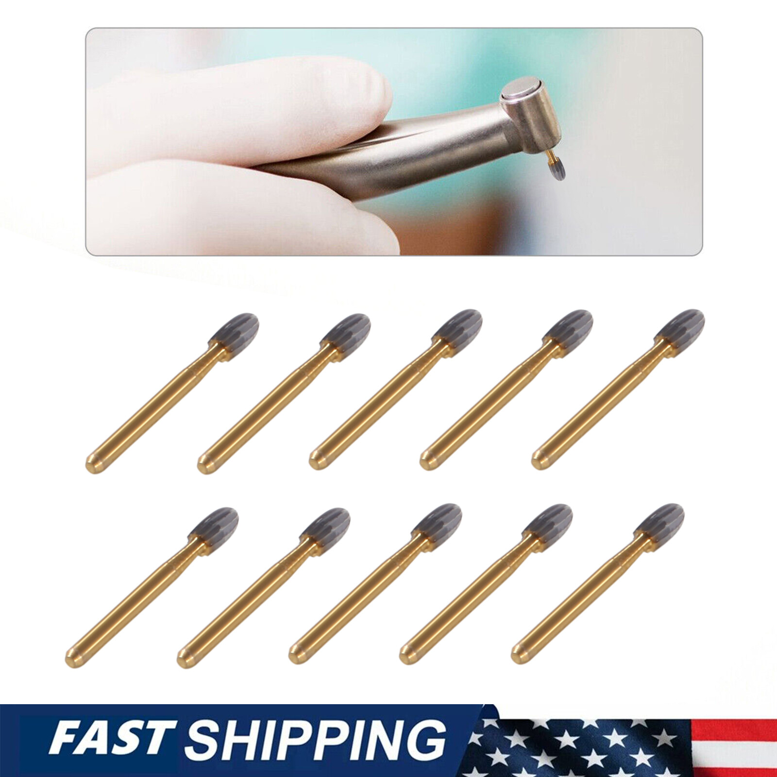 Dental Tungsten Carbide Trimming & Finishing High Speed Bur FG 7408 Egg Shape ty
