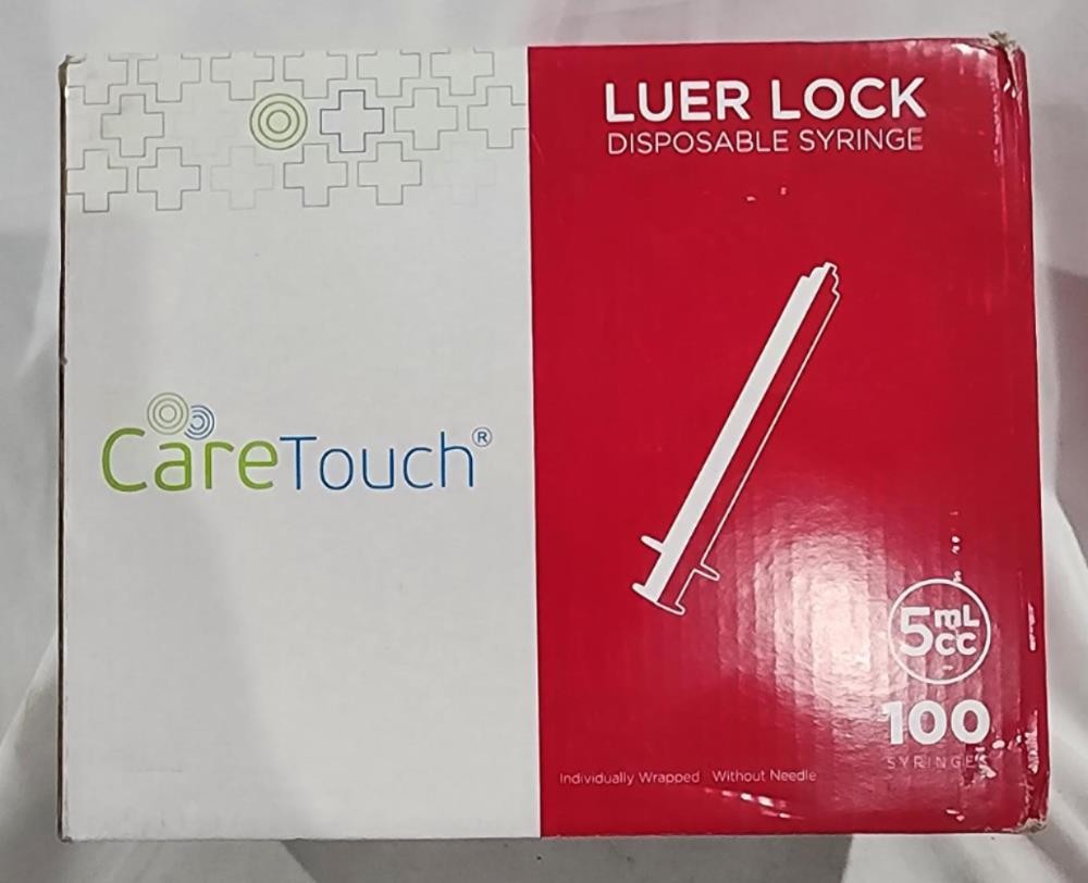Care Touch 10ml Syringe with Luer Slip Tip – 100 Sterile Syringes No Needle
