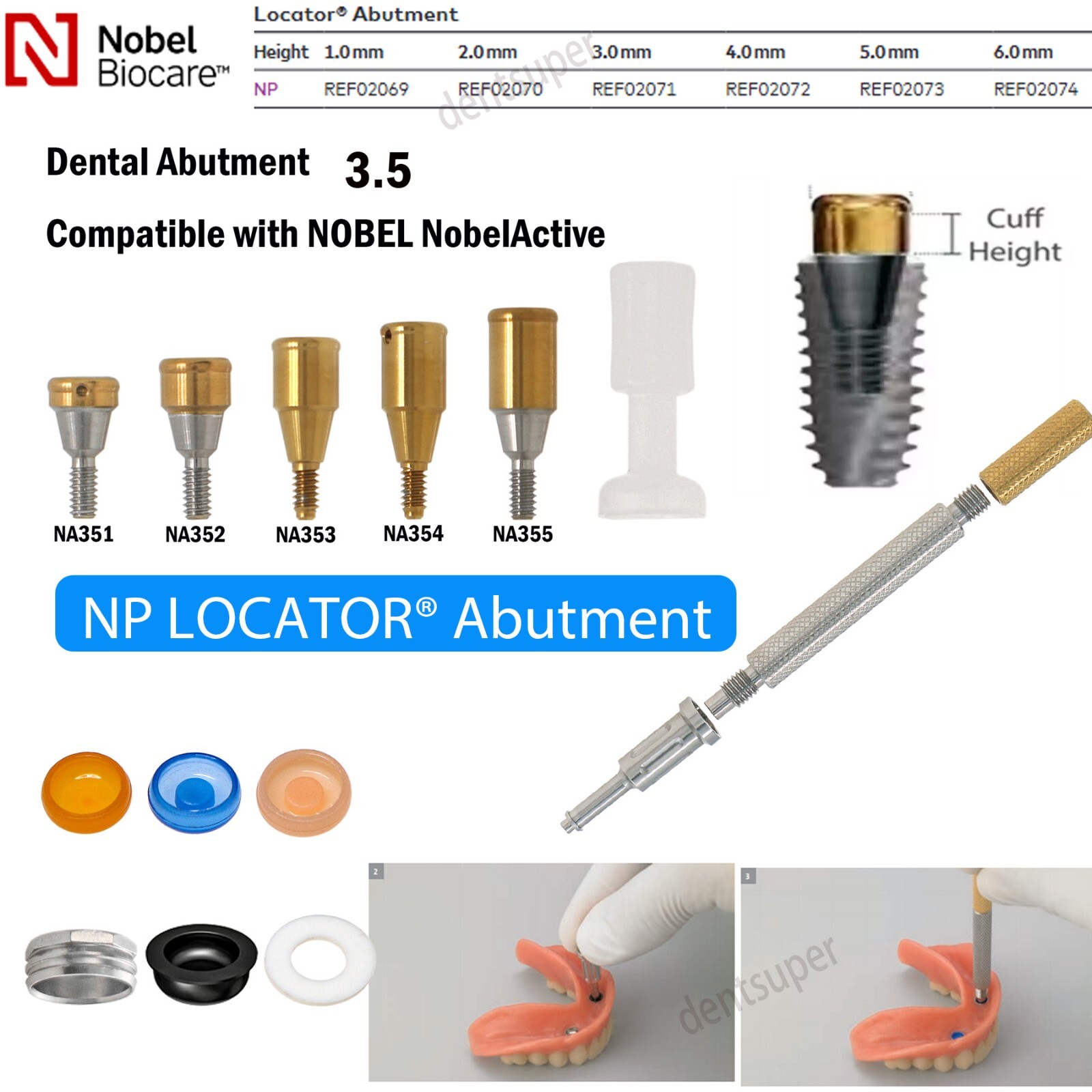 US Overdenture Locator Tapered Abutment for Hiossen Nobel Zimmer Retention Caps