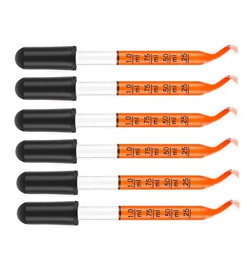 Medicine Art Essential Oils Eye Dropper Graduated 3″ Curved Tip 1ml (6 Pack)