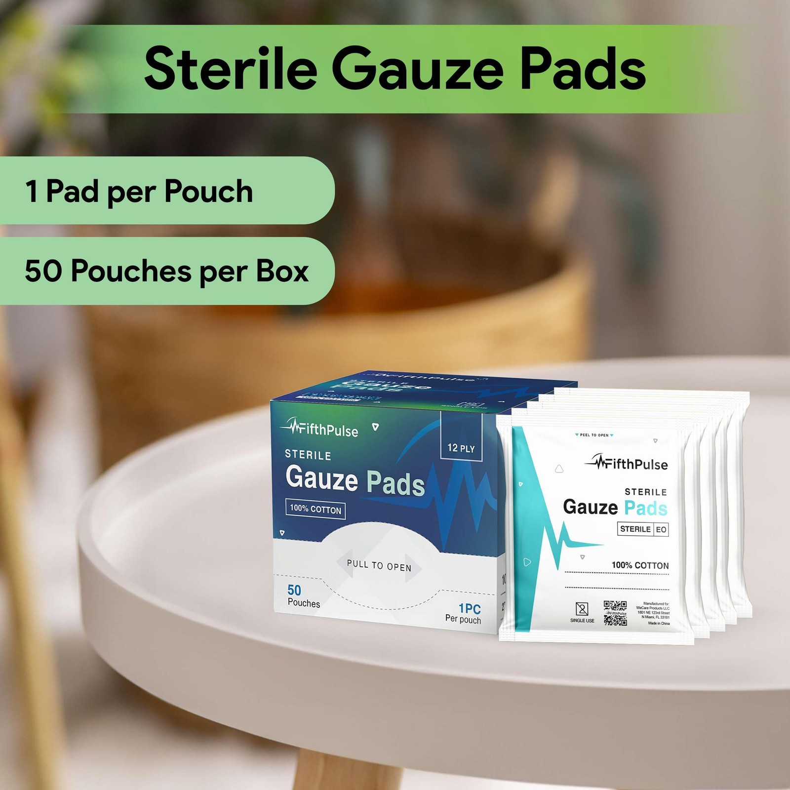 2×2 Gauze Pads, Sterile, and Individually Wrapped – 50 Pieces of Non