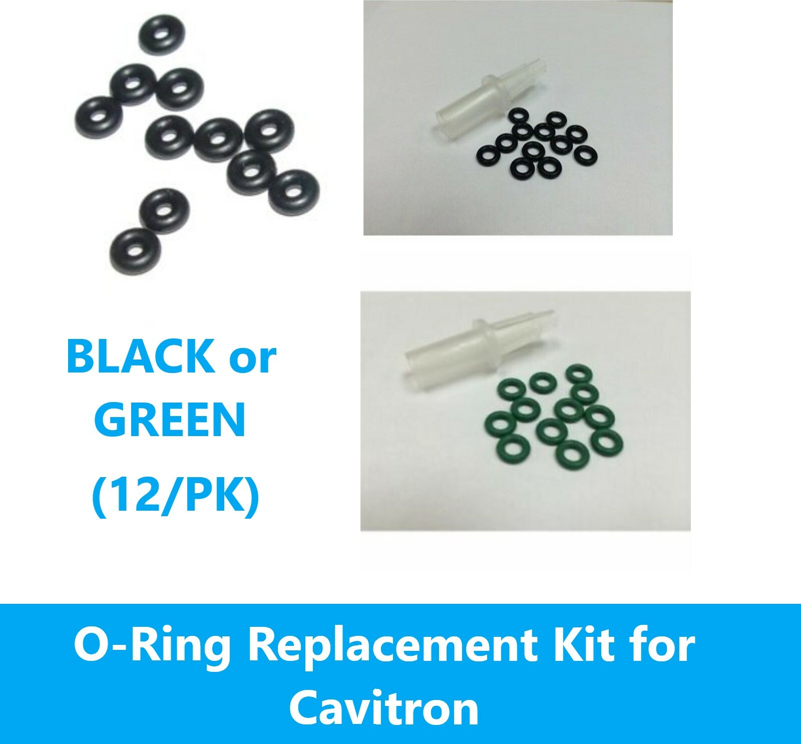O-Ring Replacement Kit for Cavitron Scaler Insert Tips, Black (12/PK) Plasdent