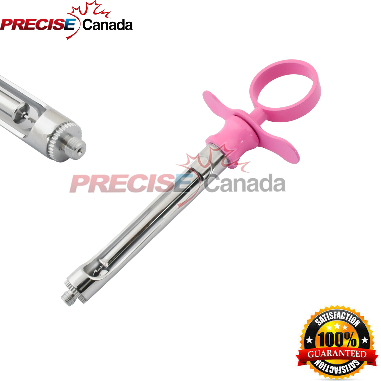 Dental Anesthetic Self-Aspirating Syringe 1.8CC Stainless Pink Handle DN-2314