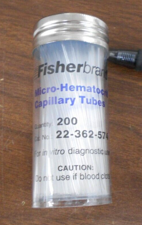 Fisher Brand Cat No 22-362-574 Micro-Hematocrit Capillary Lot of 1 Tube of 200