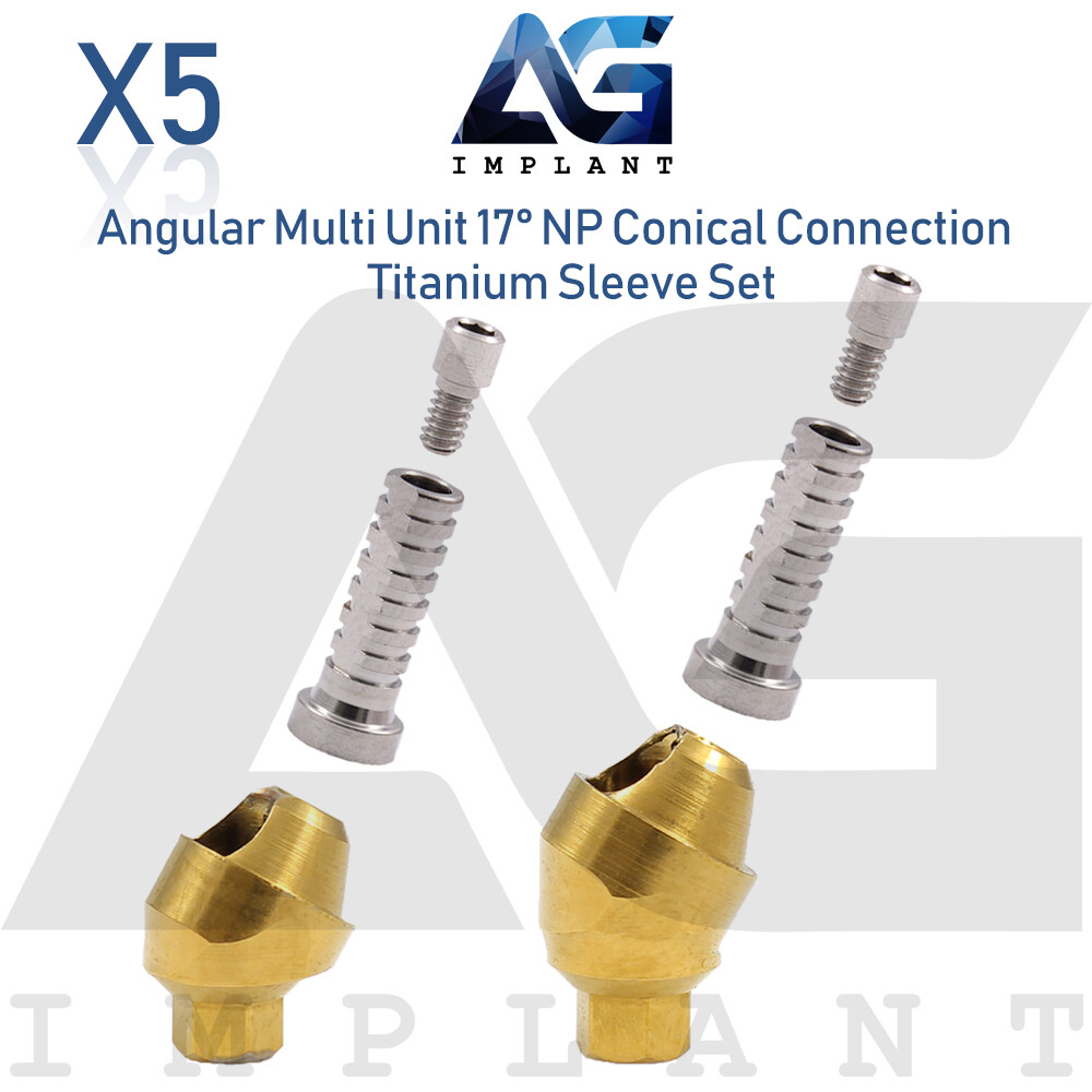 5 Angular Multi Unit Prosthetic 17° Conical Connection NP Titanium Set