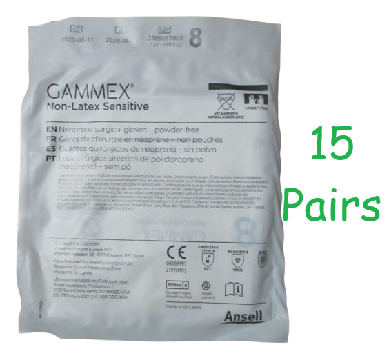 15 – Gammex Non-Latex Sensitive Powder-Free Neoprene Surgical Glove Sz 8 05/2026