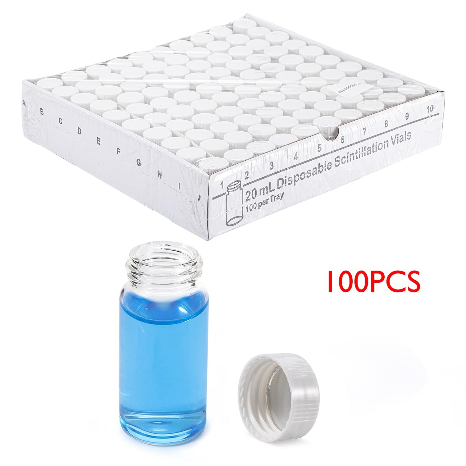100/500Pcs 20ml Scintillation Vials Transparent Borosilicate Glass Counting Vial
