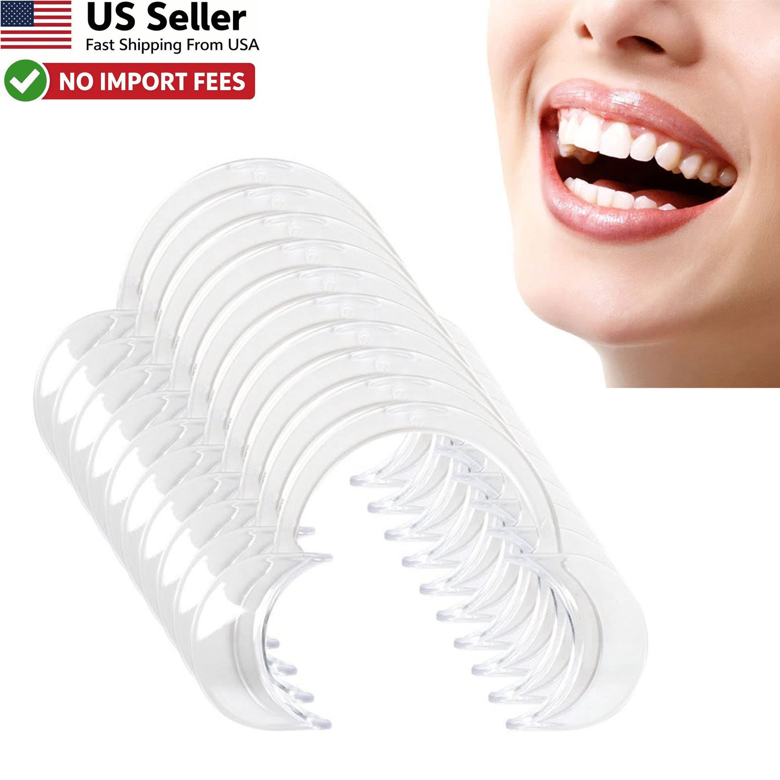 10Pcs C-Shape Cheek Retractor Mouth Opener for Teeth Whitening White M FROM USA
