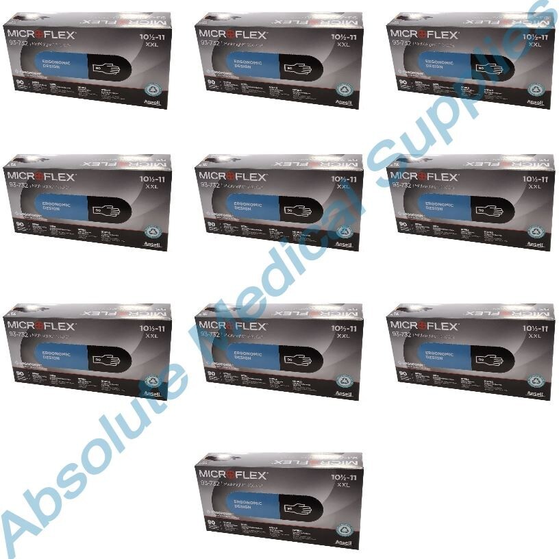 *1,000-Gloves* Microflex MidKnight Touch PF Exam Nitrile 10.5-11 XX-Large 93-732