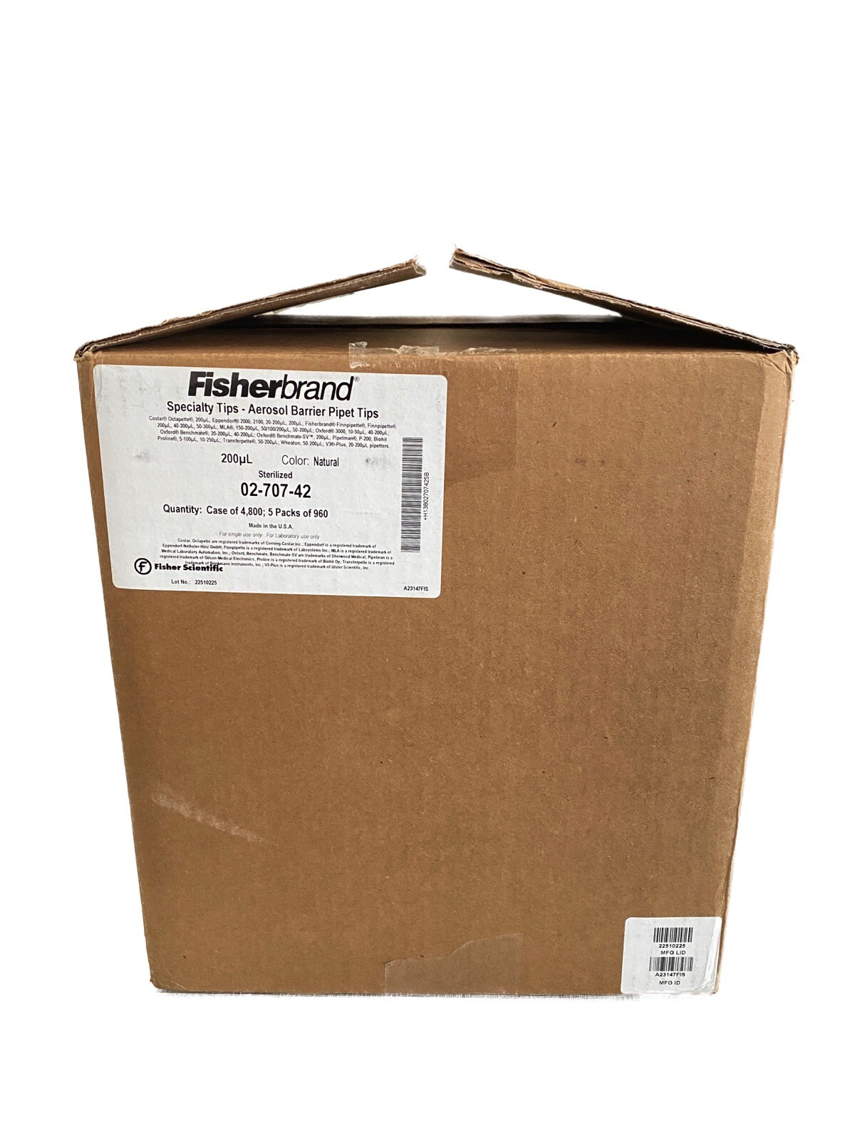 (4800) FISHERBRAND 200uL Aerosol Barrier Pipette Tips 96 Tips/Rack 02-707-42